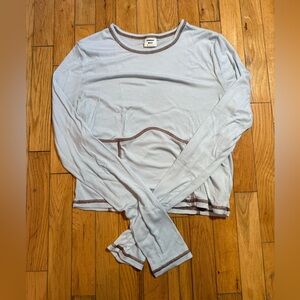 Sundays Best Sky Blue Long Sleeve with Brown Trim #544